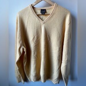 JOS A BANK Cashmere V Neck Sweater Yellow Soft‎ Quiet Luxury Preppy Academia XL
